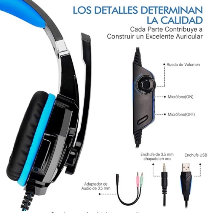 Audífonos Gamer Kotion Each G9000 Micrófono Y Luces Led
