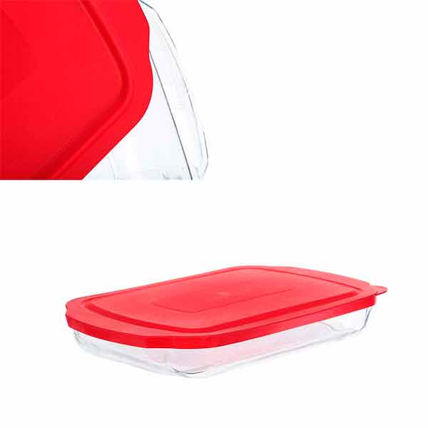 Refractario vidrio rectangular para hornear Pyrorey 2.3 L/77.7oz 1 pza. CRISA-A613