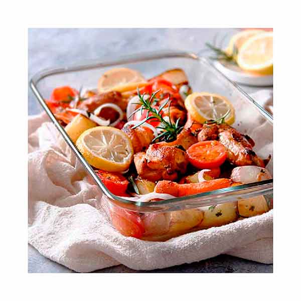 Refractario vidrio rectangular para hornear Pyrorey 2.3 L/77.7oz 1 pza. CRISA-A613