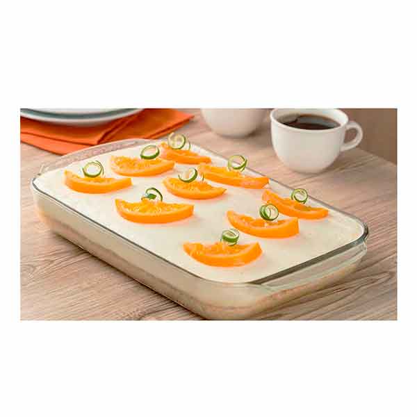 Refractario vidrio rectangular para hornear Pyrorey 2.3 L/77.7oz 1 pza. CRISA-A613