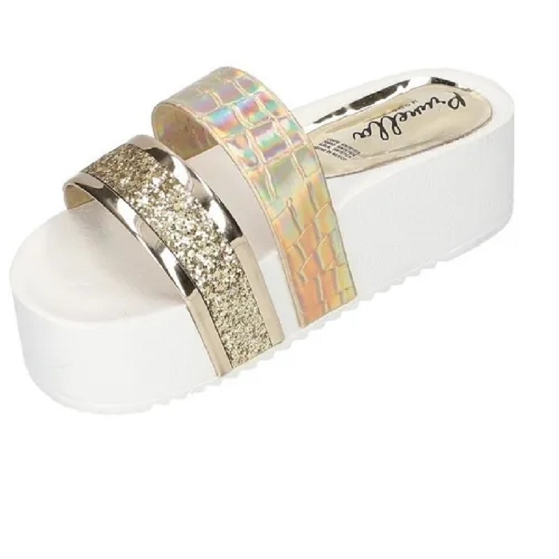 Sandalias Zapatos Mujer Tacon Zapatillas Plataforma 22 /z Dorado