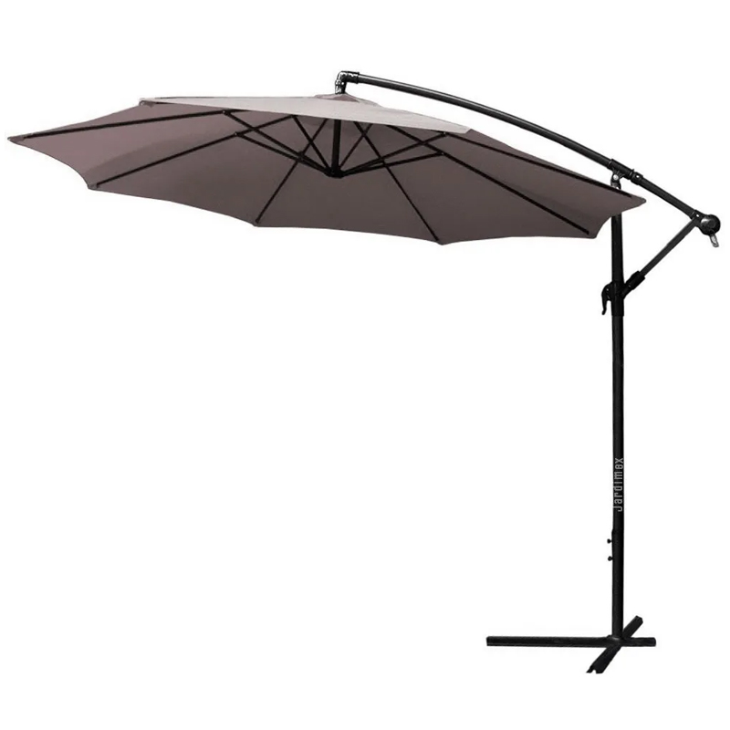 Sombrilla Lateral 3m Diametro Jardin Sol Exterior Gris