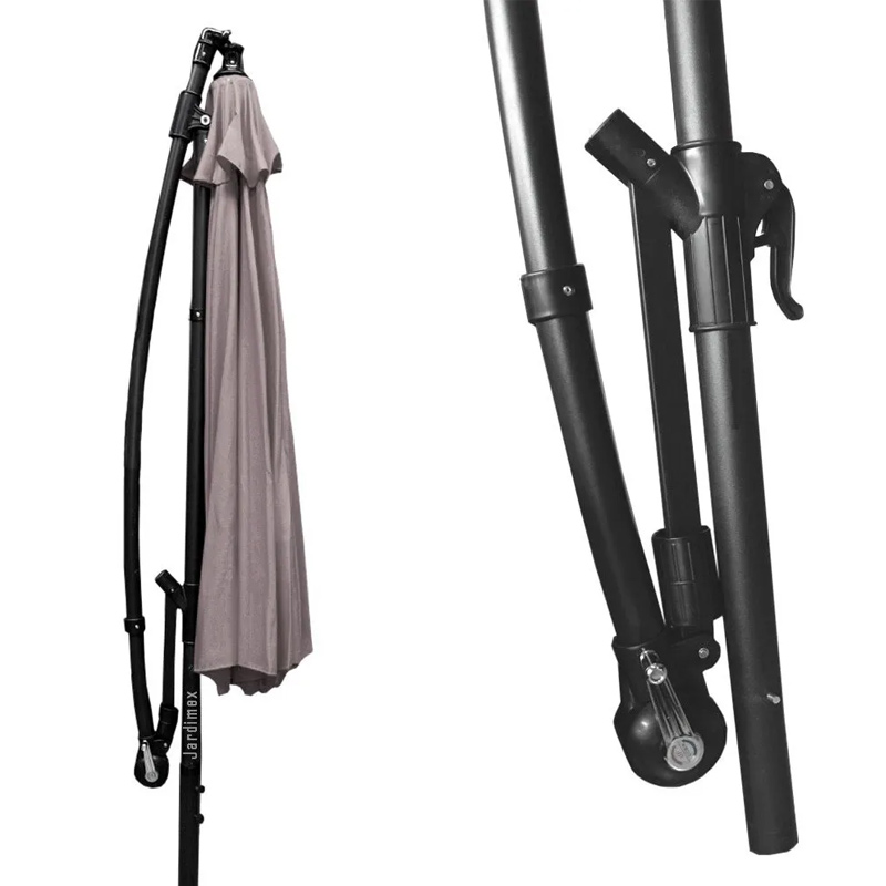 Sombrilla Lateral 3m Diametro Jardin Sol Exterior Gris