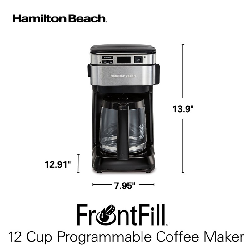 Cafetera Programable Fácil Acceso 12 tazas, Negra, Hamilton Beach 46310