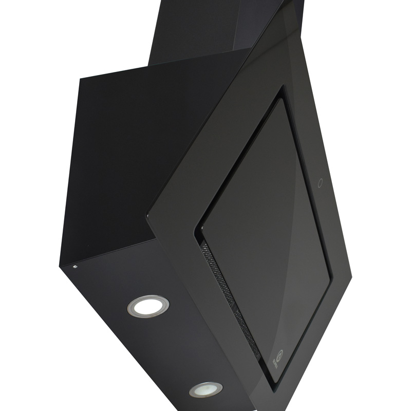 Campana extractora de cocina de 90cm SUPRA BARI con cristal templado en color negro