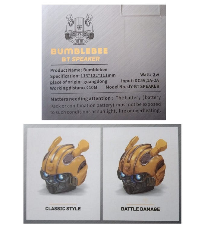 Bocina Bluetooth Transformers Bumblebee Inalámbrico