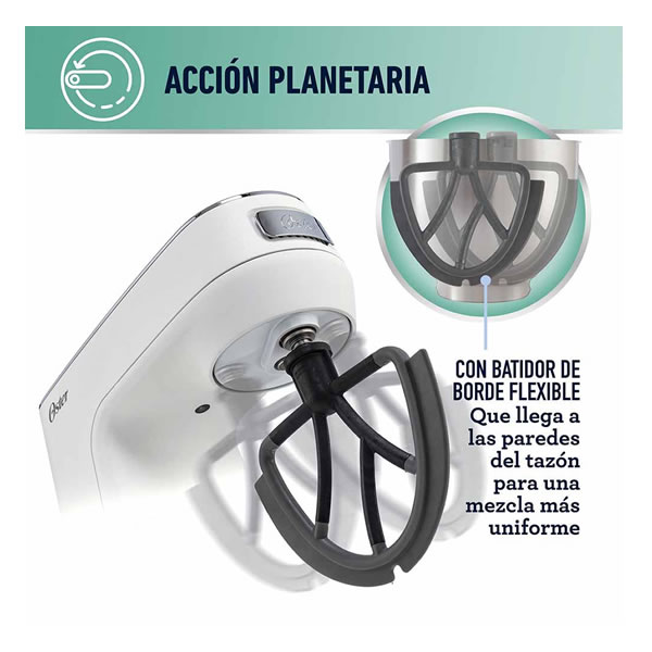 Batidora Planetaria Con 10 Velocidades 1000W Oster FPSTSMPL3W - Blanco