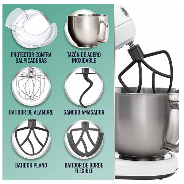 Batidora Planetaria Con 10 Velocidades 1000W Oster FPSTSMPL3W - Blanco