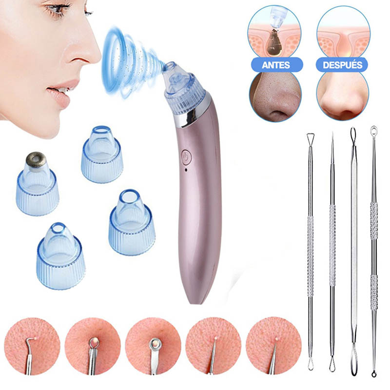Succionador de Puntos Negros Recargable, Extractor de Acné, Puntos Negros y Espinillas. Limpiador Facial Removedor De Puntos Negros Recargable Rostro Más Herramientas De Limpieza. Kit De Limpieza Facial.