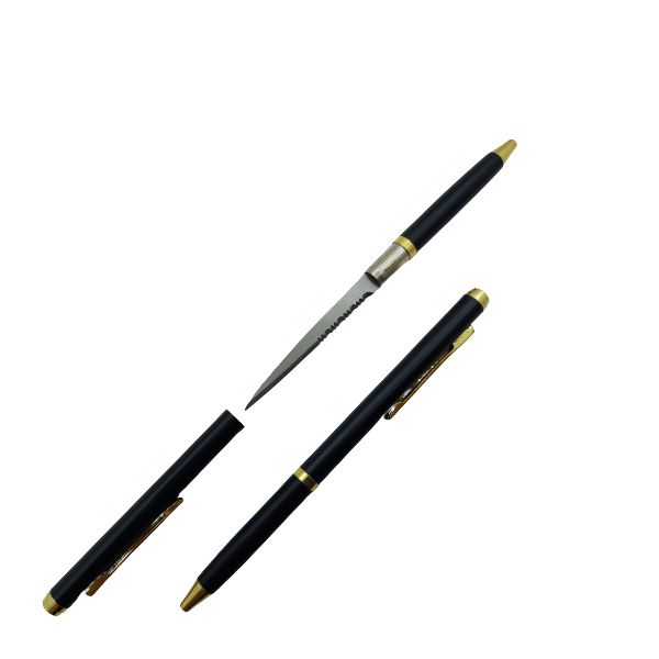 Pluma Abrecartas Lisa Discreta Negro Dorado
