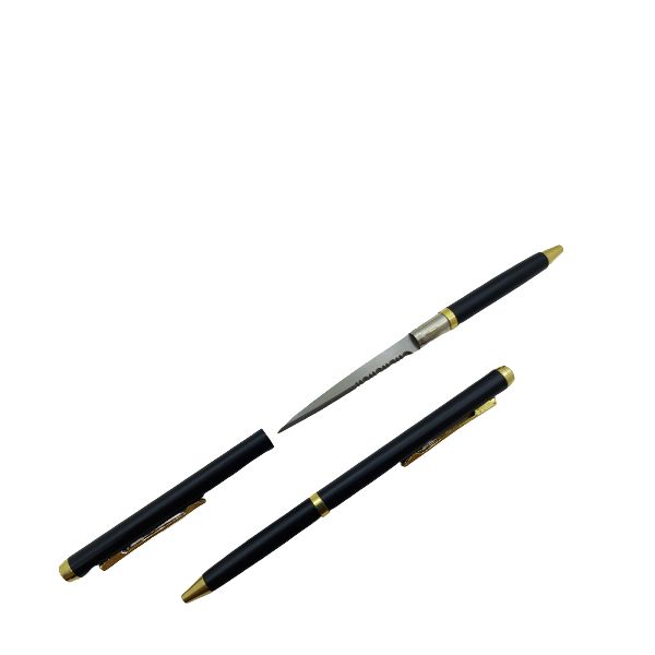 Pluma Abrecartas Lisa Discreta Negro Dorado