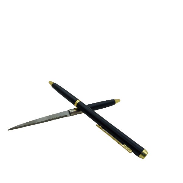 Pluma Abrecartas Lisa Discreta Negro Dorado