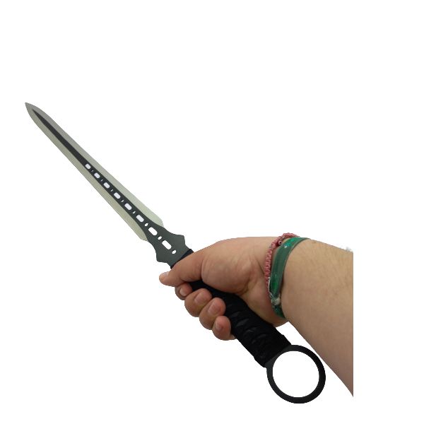 NINJATO CON 2 KUNAIS Y FUNDA FULL TANG NEGRO