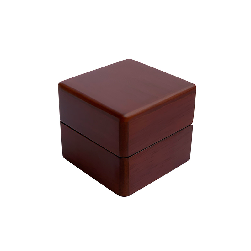 Estuche Premium De Madera Nogal Para Anillo Compromiso Boda