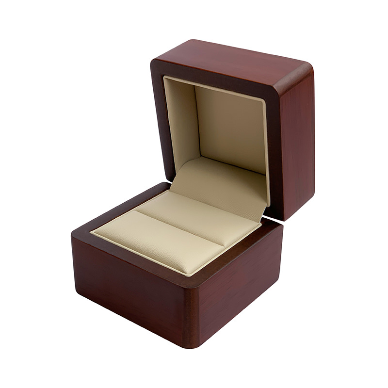 Estuche Premium De Madera Nogal Para Anillo Compromiso Boda