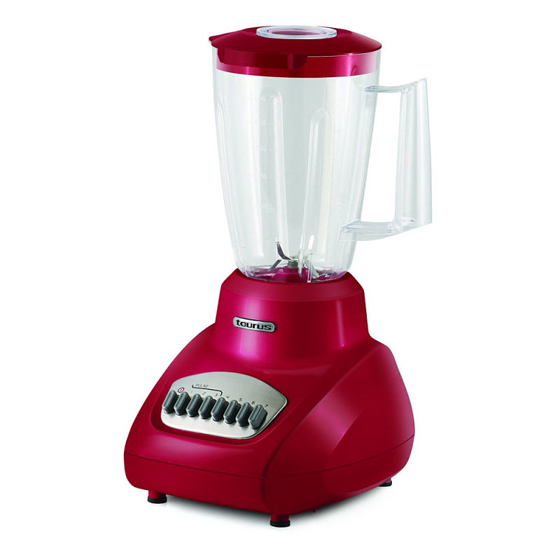 Licuadora Roja con Vaso de Plastico de 1.5L TAURUS GRANADA.