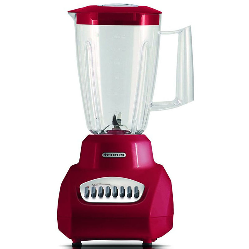 Licuadora Roja con Vaso de Plastico de 1.5L TAURUS GRANADA.