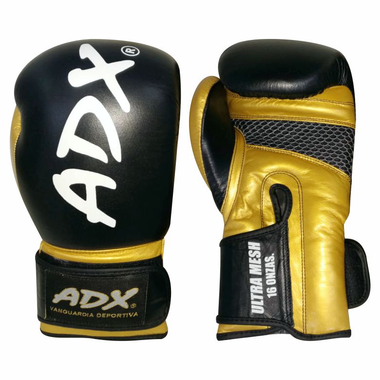 Guante de Box Adx en Piel para Entrenamiento Gold 16oz