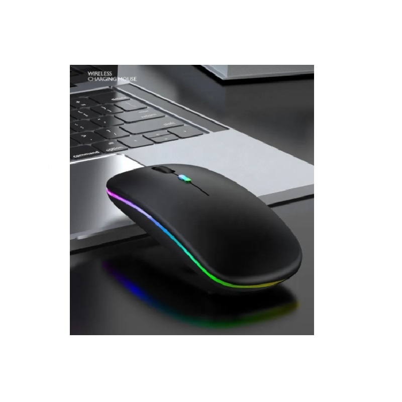 Mouse Gamer Inalámbrico Raton Con Luz Led RGB USB Recargable. Blanco