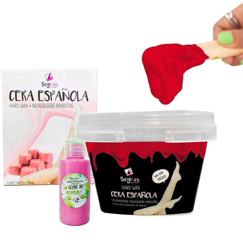 Kit de Cera Española Baykini Tarro Frutos rojos 250gr + Locion + 250gr Cera