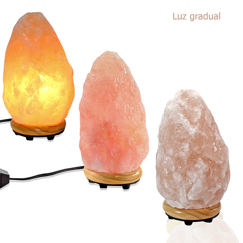 Lámpara de Sal Rosa del Himalaya para decoración del hogar, Cristal Natural que sirve para decorar como lampara de mesa, para sala, recamara o cuarto.