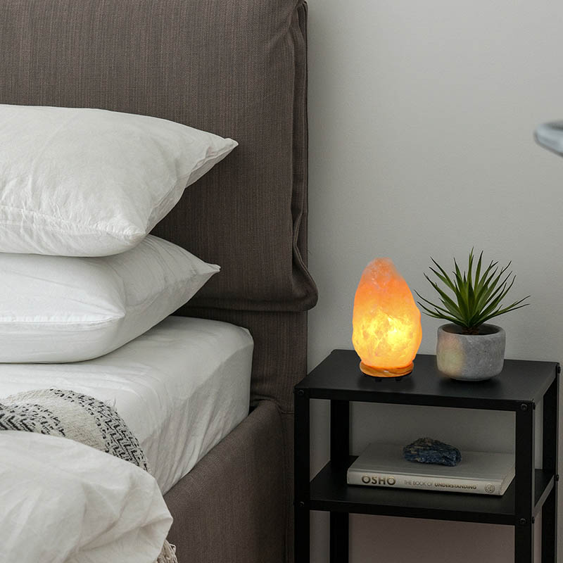 Lámpara de Sal Rosa del Himalaya para decoración del hogar, Cristal Natural que sirve para decorar como lampara de mesa, para sala, recamara o cuarto.