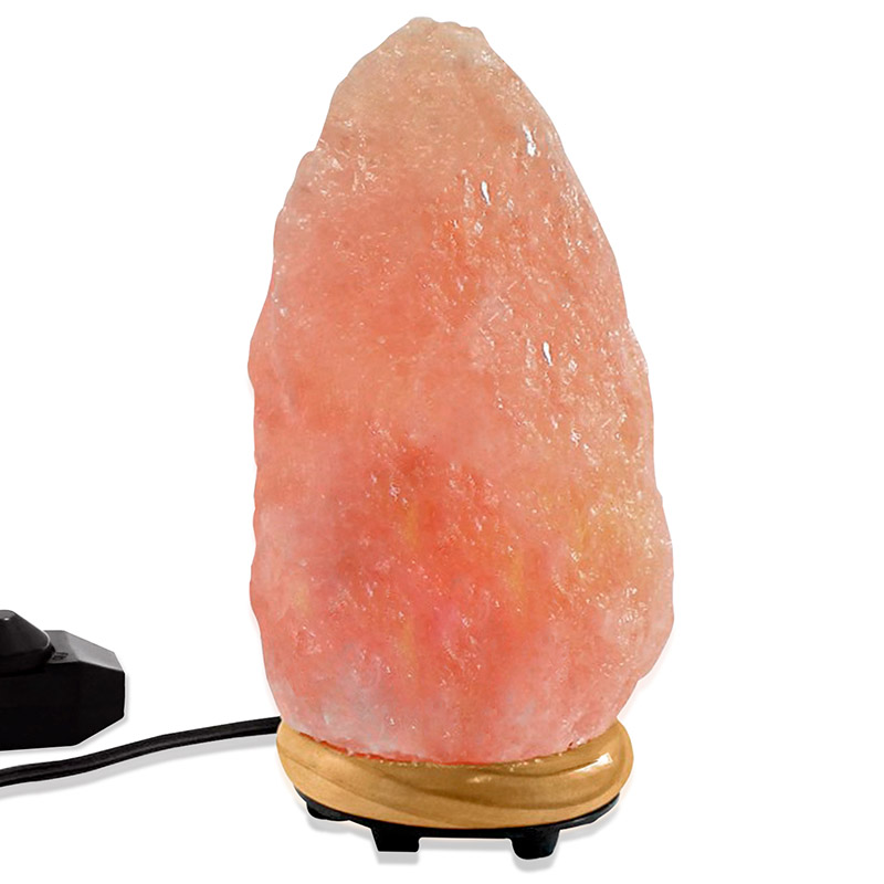 Lámpara de Sal Rosa del Himalaya para decoración del hogar, Cristal Natural que sirve para decorar como lampara de mesa, para sala, recamara o cuarto.
