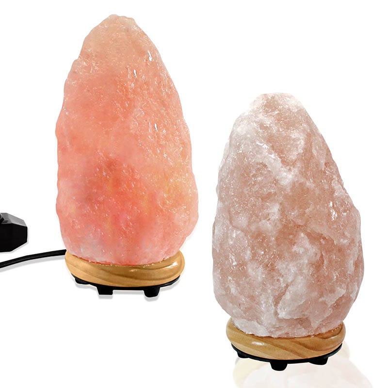Lámpara de Sal Rosa del Himalaya para decoración del hogar, Cristal Natural que sirve para decorar como lampara de mesa, para sala, recamara o cuarto.