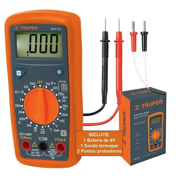 MULTIMETRO DIGITAL TRUPER PROFESIONAL PARA ELECTRICISTA ELECTRONICA