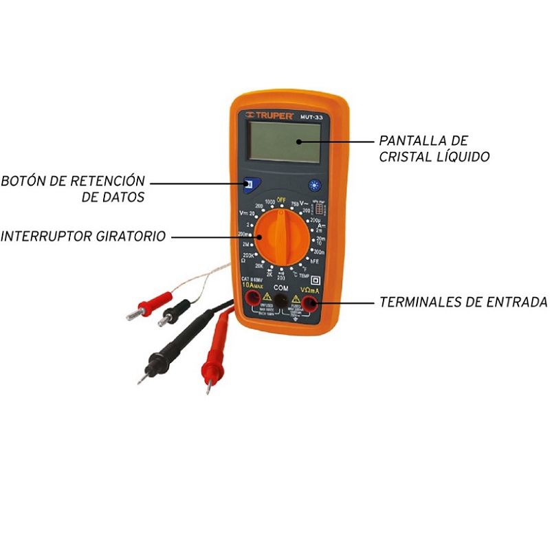 MULTIMETRO DIGITAL TRUPER PROFESIONAL PARA ELECTRICISTA ELECTRONICA