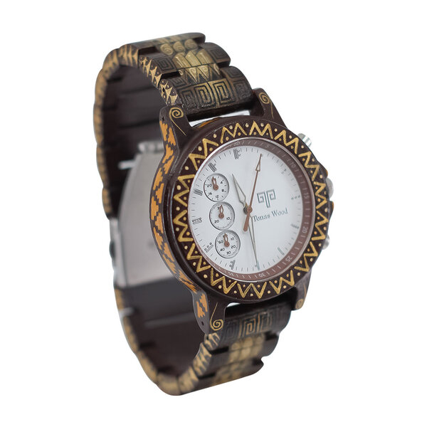 Reloj Alebrije by Tonas Wood Unisex Color Cafe Tikal