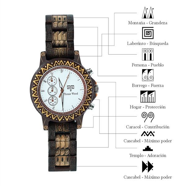 Reloj Alebrije by Tonas Wood Unisex Color Café Tikal 