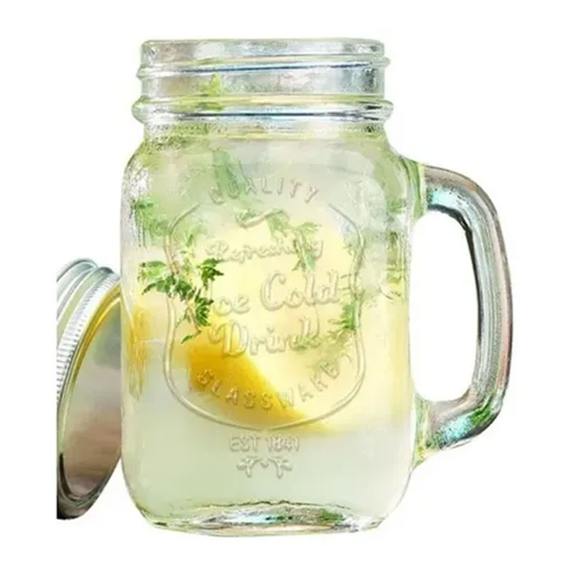 6pz Frascos Vidrio Mason Jars Ice Cold Drink Sin Tapa