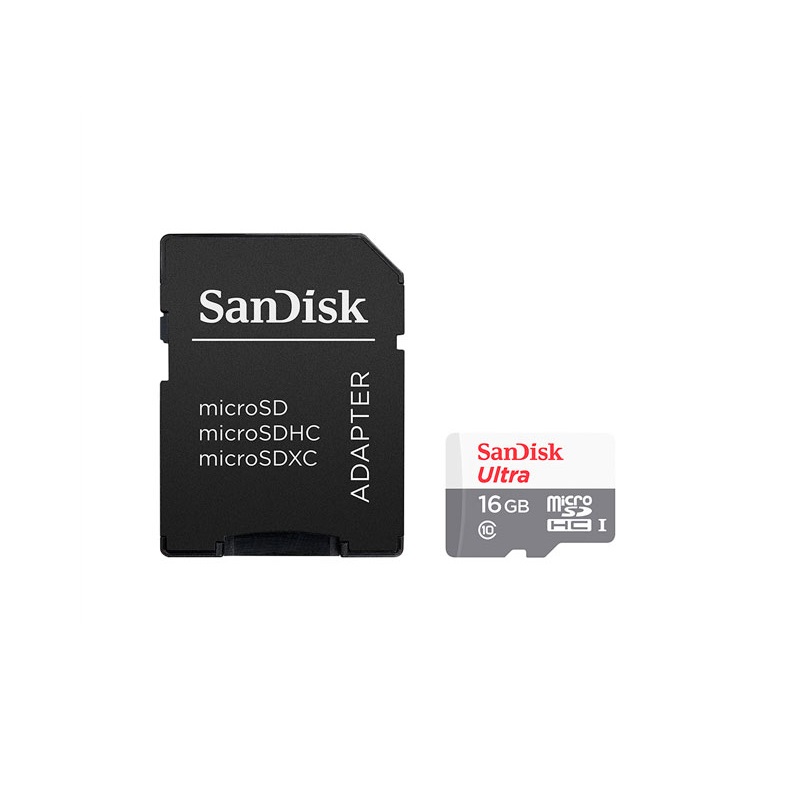 Memoria MicroSD Sandisk 16GB Ultra Clase 10 con adaptador. Paquete con 5 piezas.