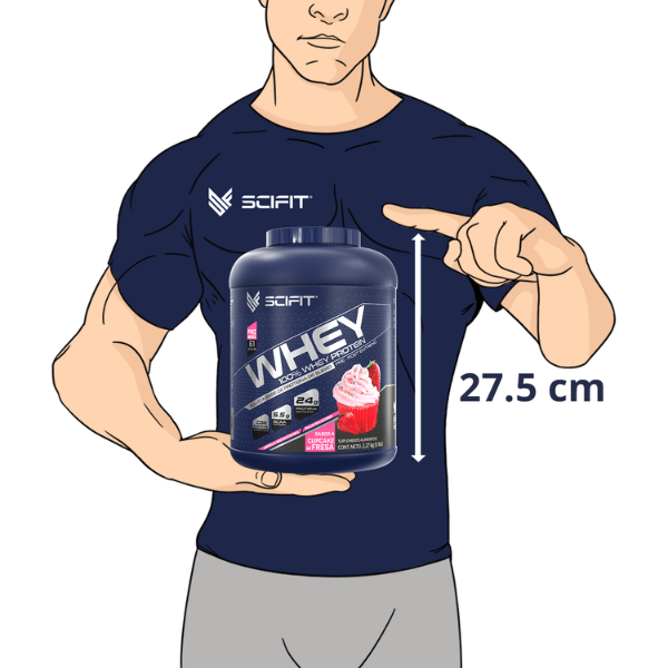 Proteína de suero de leche Baja en Carbohidratos 100% Whey SCIFIT 5 lb 61 servicios Sabor a Cupcake de Fresa