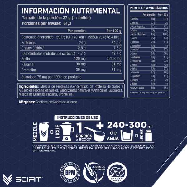 Proteína de suero de leche Baja en Carbohidratos 100% Whey SCIFIT 5 lb 61 servicios Sabor a Cupcake de Fresa