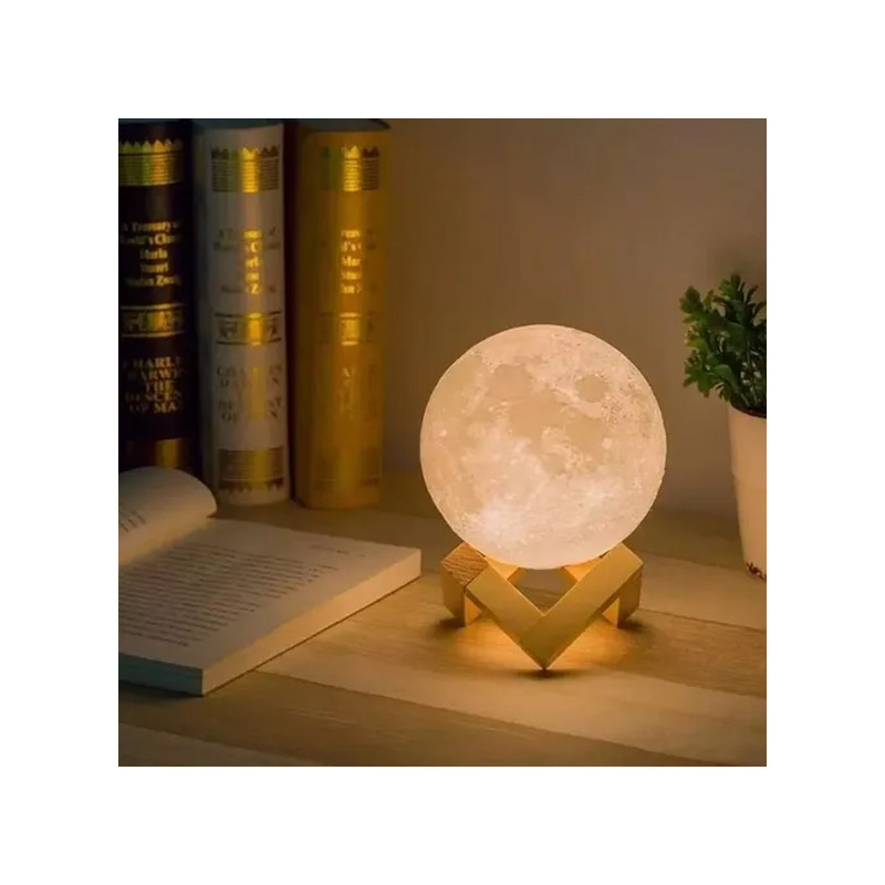 Lámpara De Luna 3d 8cm 7 Colores Lamparas De Buro Escritorio