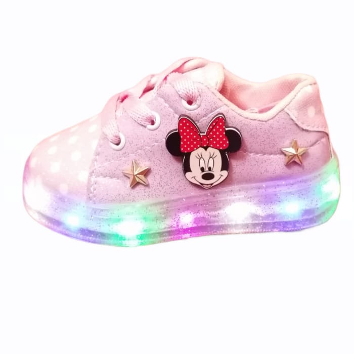 Tenis de luces Led para niñas de personaje Minnie Mouse rosa