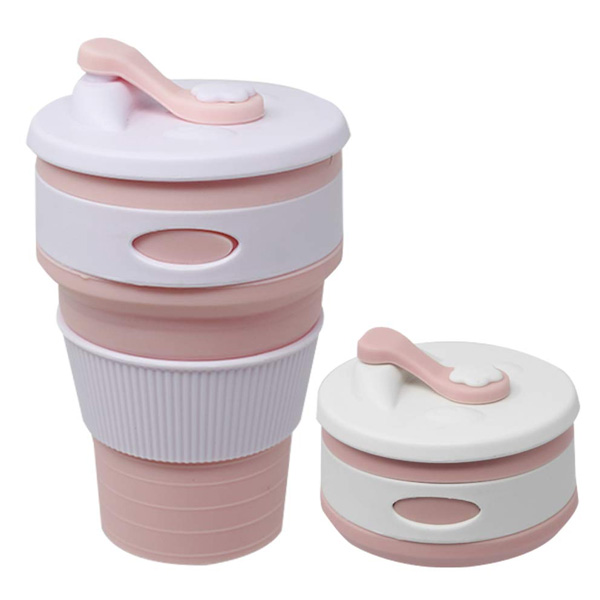Taza Vaso Plegable 350 ML Silicón Tapa Hermética, Portátil para Viajes 