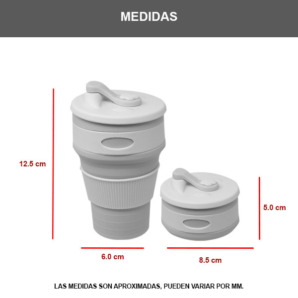 Taza Vaso Plegable 350 ML Silicón Tapa Hermética, Portátil para Viajes 