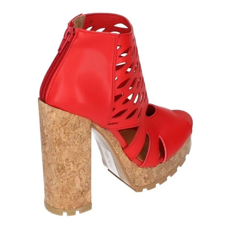 Sandalias Zapatos Mujer Tacon Zapatillas Plataforma 66 /z Rojo