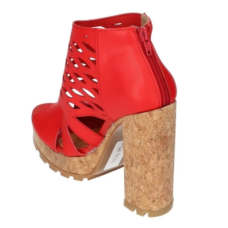 Sandalias Zapatos Mujer Tacon Zapatillas Plataforma 66 /z Rojo