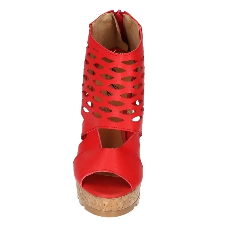 Sandalias Zapatos Mujer Tacon Zapatillas Plataforma 66 /z Rojo