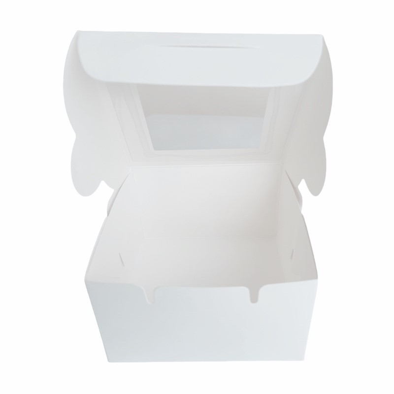 Caja de cartón blanca con ventana, calidad premium, para alimentos, reposteria ó regalos. 50 cajas