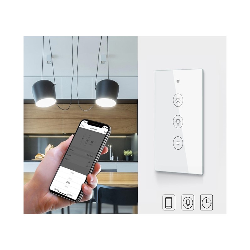 Apagador Inteligente Wifi Touch Dimmer Atenuador de Luz Compatible con Alexa y Google Home