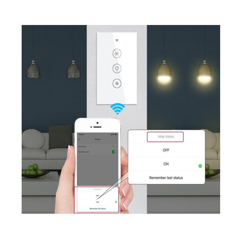 Apagador Inteligente Wifi Touch Dimmer Atenuador de Luz Compatible con Alexa y Google Home