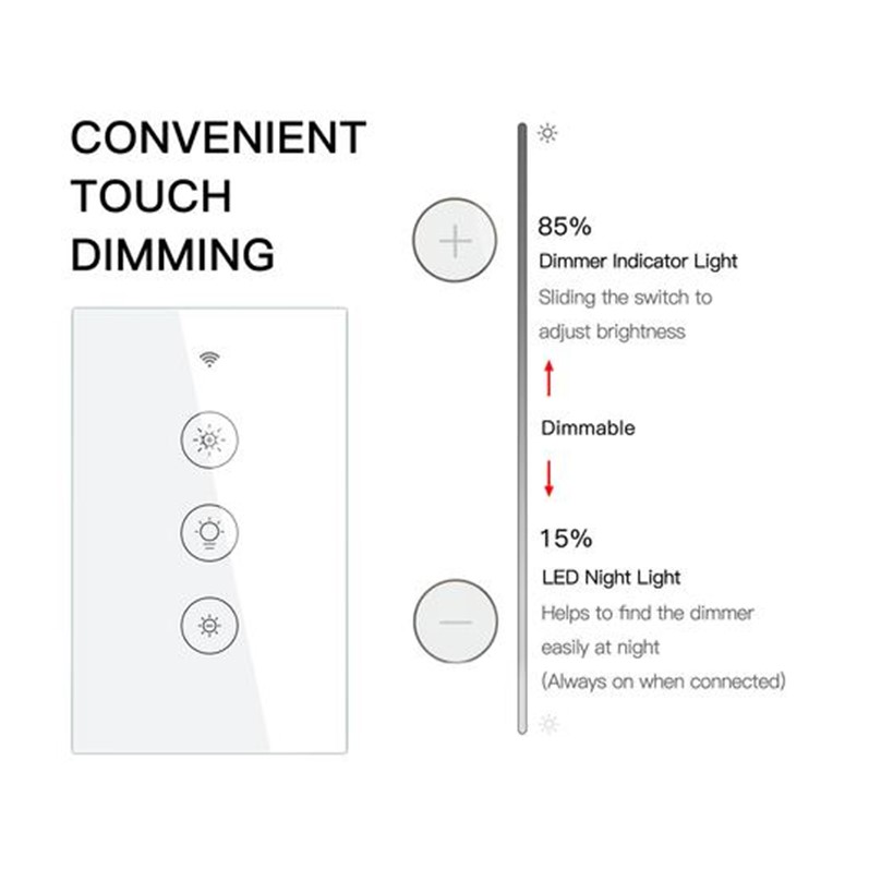 Apagador Inteligente Wifi Touch Dimmer Atenuador de Luz Compatible con Alexa y Google Home