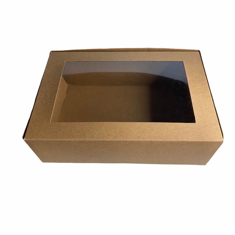 Caja de cartón kraft con ventana, calidad premium, para alimentos, reposteria y regalos. 50 cajas