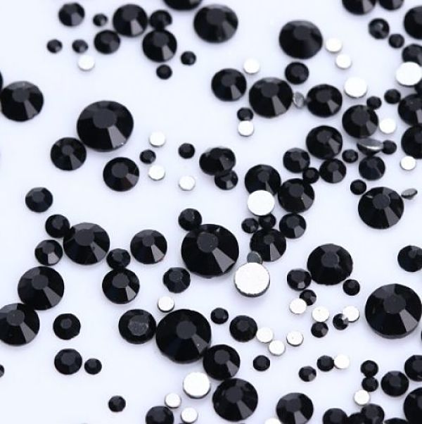Cristales Para Uñas 1440 Piedritas Negro 6 Tamaños