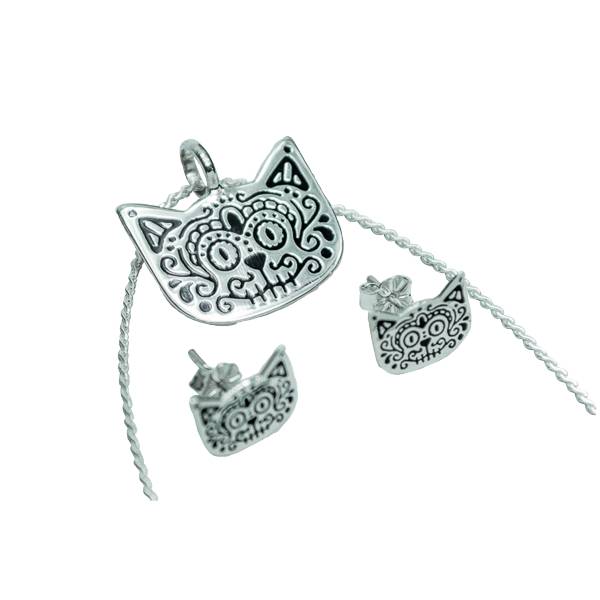 Colección de dije con cadena, pendientes, anillo y pulsera de cuarzo Gato Marga